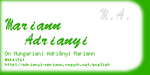 mariann adrianyi business card