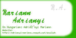 mariann adrianyi business card